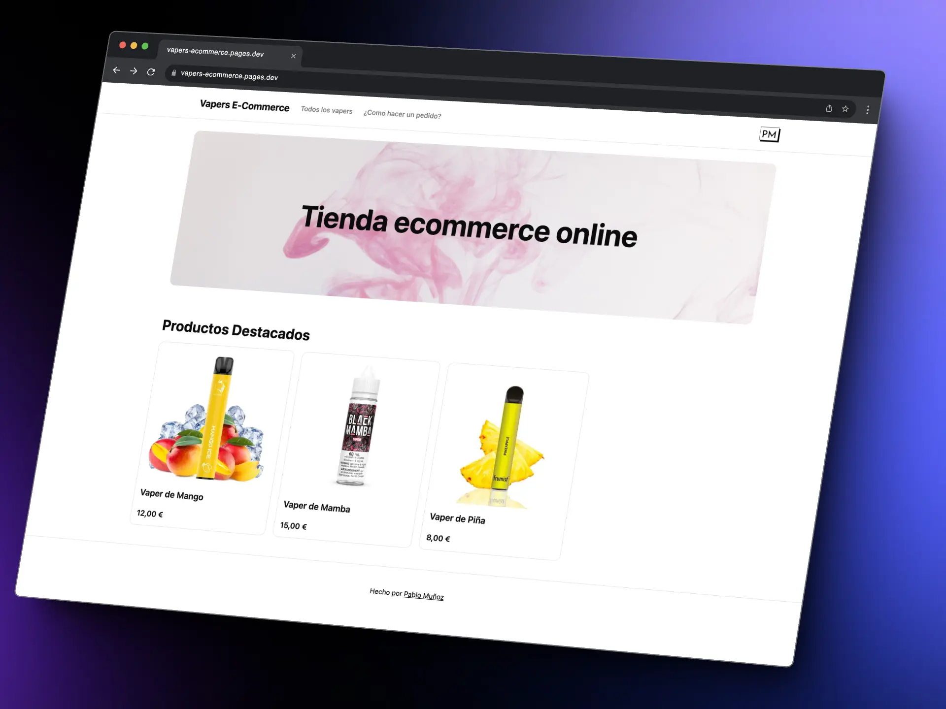 Página de inicio de Tienda E-Commerce
